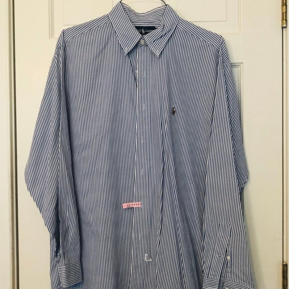 Ralph Lauren Mens Size 16.5 Blue White Dress Shirt